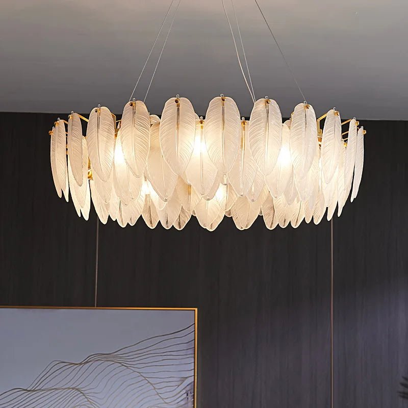 Feather Glass Gold Pendant Light - Decorbites