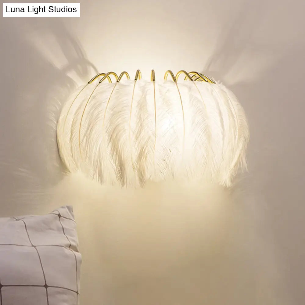 DecorBites™ Feather Half-Round Minimalist Wall Sconce for Bedroom