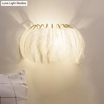 DecorBites™ Feather Half-Round Minimalist Wall Sconce for Bedroom