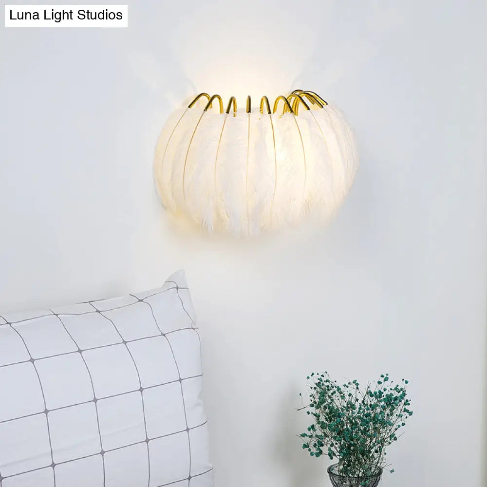 DecorBites™ Feather Half-Round Minimalist Wall Sconce for Bedroom
