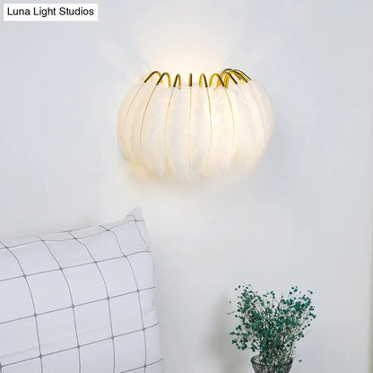 DecorBites™ Feather Half-Round Minimalist Wall Sconce for Bedroom