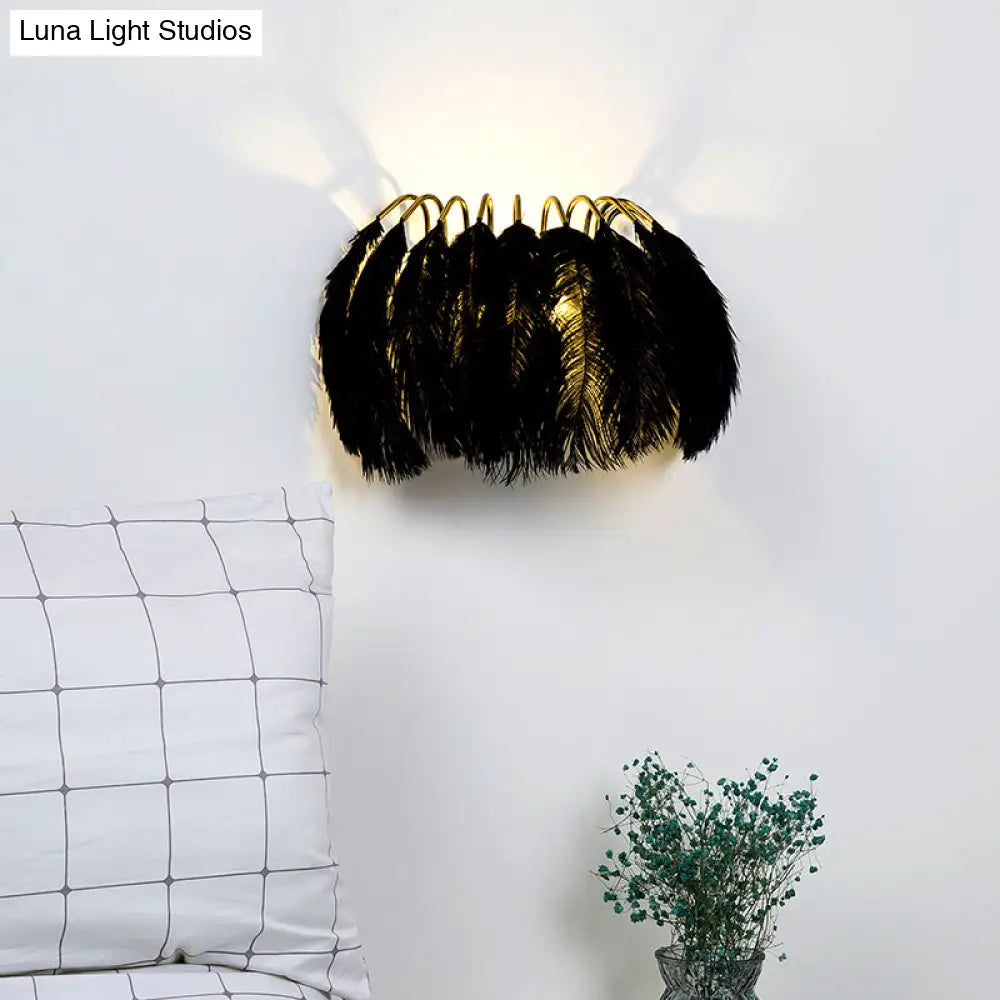 DecorBites™ Feather Half-Round Minimalist Wall Sconce for Bedroom