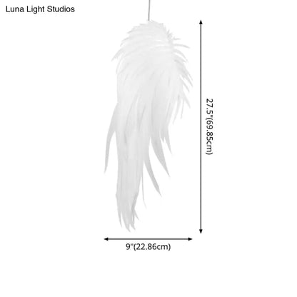 Feather Pendant Lighting: Angel Wing-inspired White Hanging Lamp for Living Room