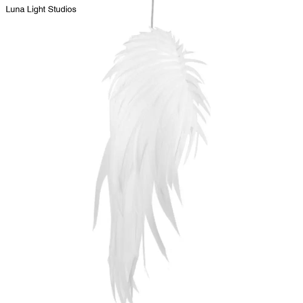 Feather Pendant Lighting: Angel Wing-inspired White Hanging Lamp for Living Room