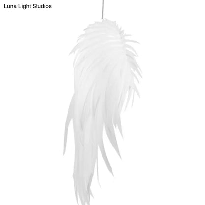 Feather Pendant Lighting: Angel Wing-inspired White Hanging Lamp for Living Room