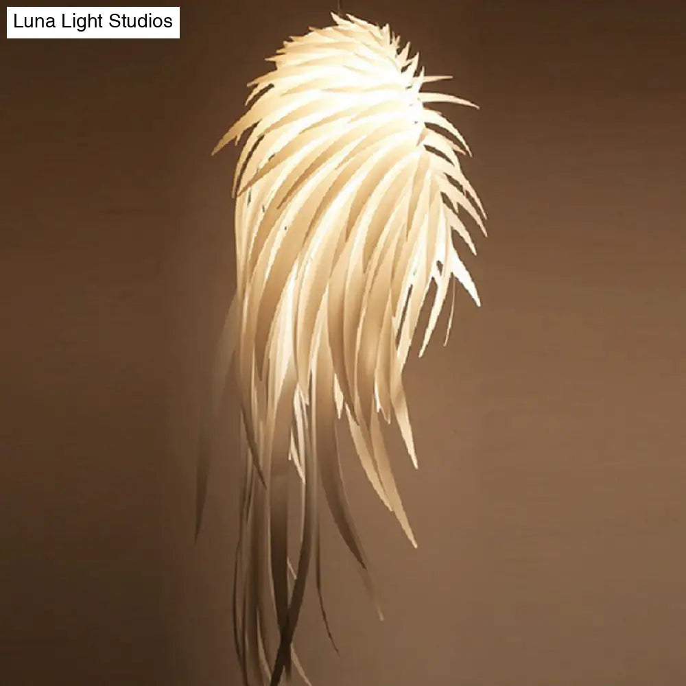 Feather Pendant Lighting: Angel Wing-inspired White Hanging Lamp for Living Room