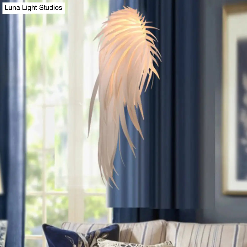 Feather Pendant Lighting: Angel Wing-inspired White Hanging Lamp for Living Room