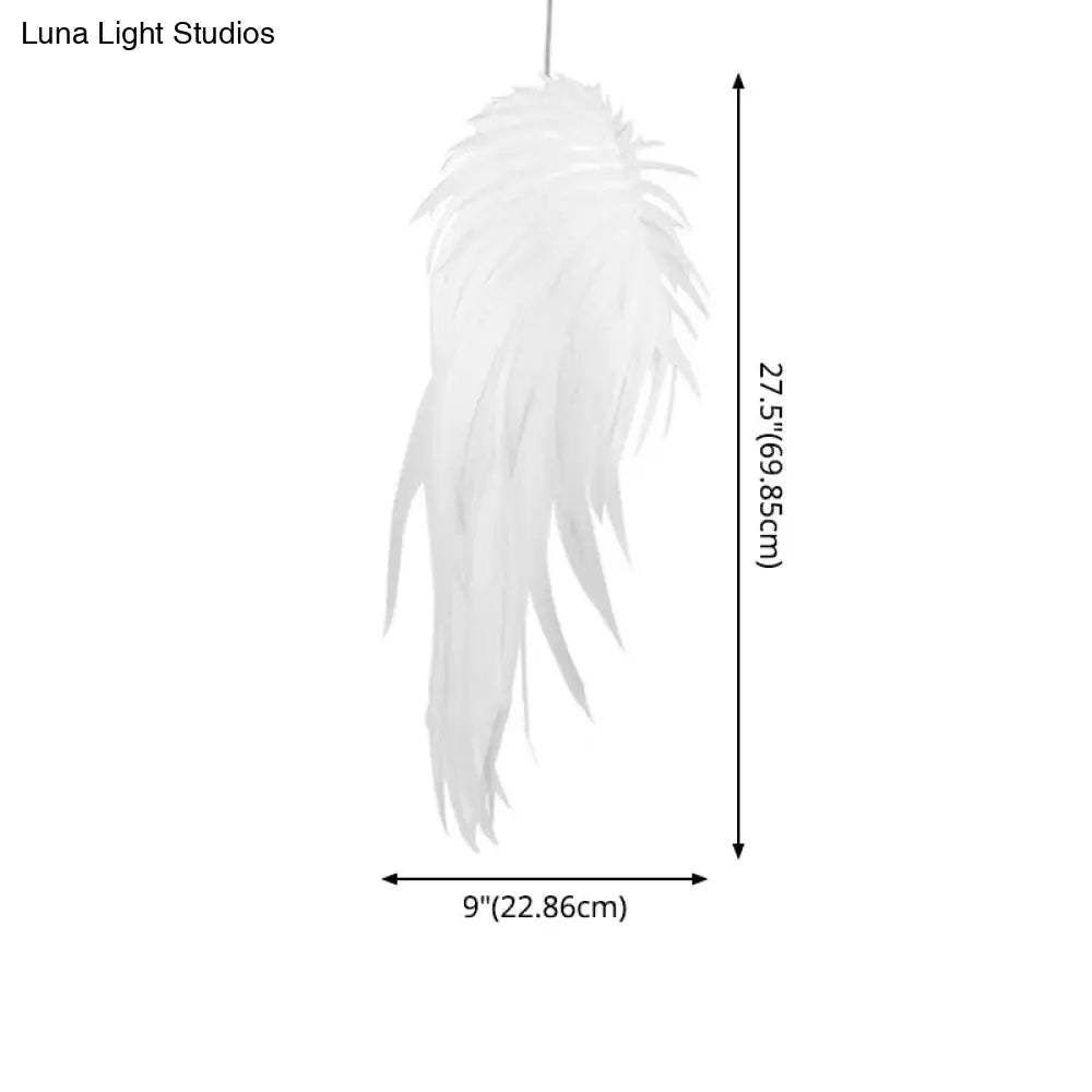 Feather Pendant Lighting: Angel Wing-inspired White Hanging Lamp for Living Room