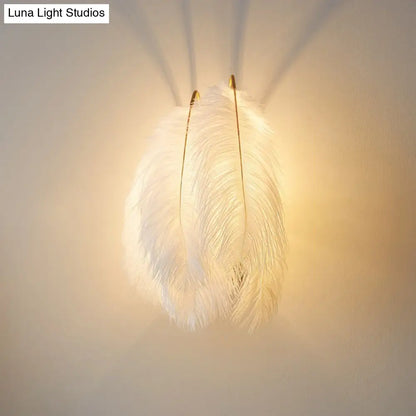 DecorBites™ Feather Wall Sconce: Stylish and Simplistic Single-Bulb Light for Girls Bedroom