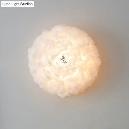 DecorBites™ Feather Wall Sconce: Stylish and Simplistic Single-Bulb Light for Girls Bedroom