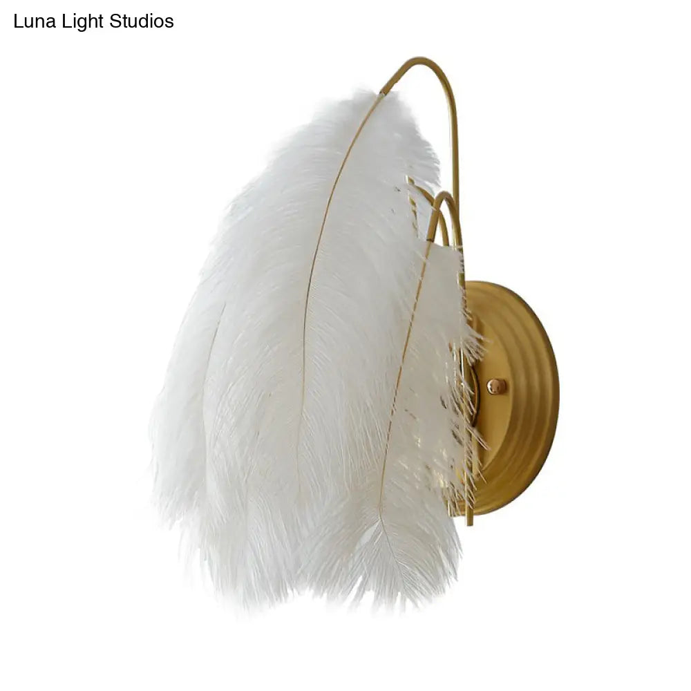 DecorBites™ Feather Wall Sconce: Stylish and Simplistic Single-Bulb Light for Girls Bedroom