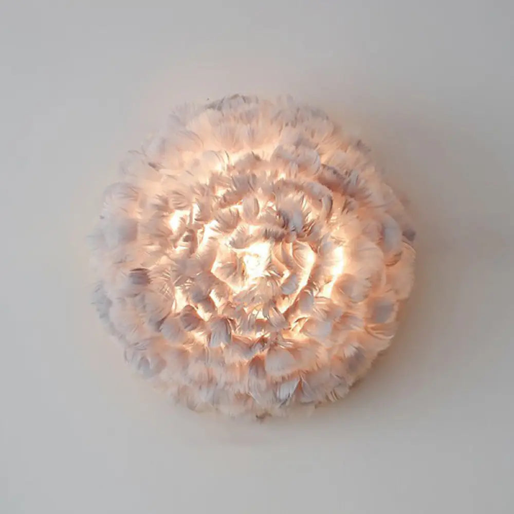 DecorBites™ Feather Wall Sconce: Stylish and Simplistic Single-Bulb Light for Girls Bedroom