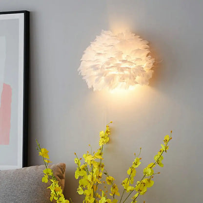 DecorBites™ Feather Wall Sconce: Stylish and Simplistic Single-Bulb Light for Girls Bedroom
