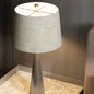 Federica - Silver 1 Bulb Bedroom Night Table Lighting Simple Silver Nightstand Lamp with Tapered Drum Fabric Shade