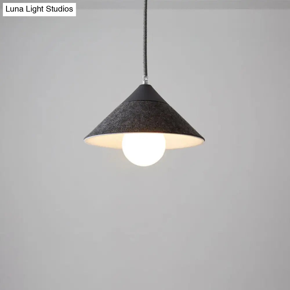 Felt Tapered Ceiling Light Farmhouse 1-Light - Black/Grey for Dining Room