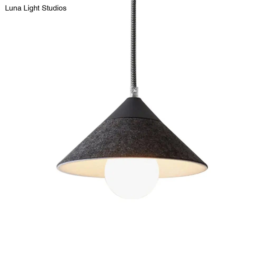 Felt Tapered Ceiling Light Farmhouse 1-Light - Black/Grey for Dining Room