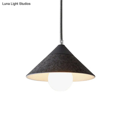 Felt Tapered Ceiling Light Farmhouse 1-Light - Black/Grey for Dining Room