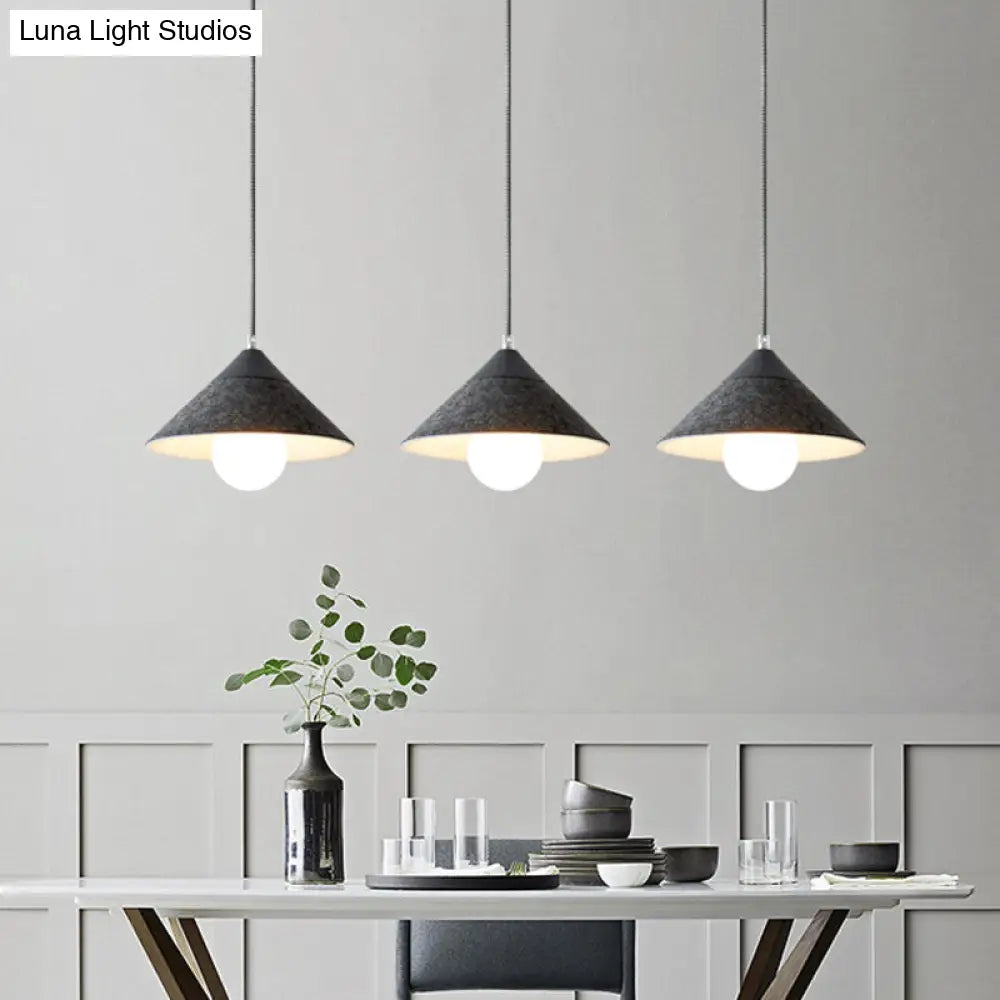 Felt Tapered Ceiling Light Farmhouse 1-Light - Black/Grey for Dining Room