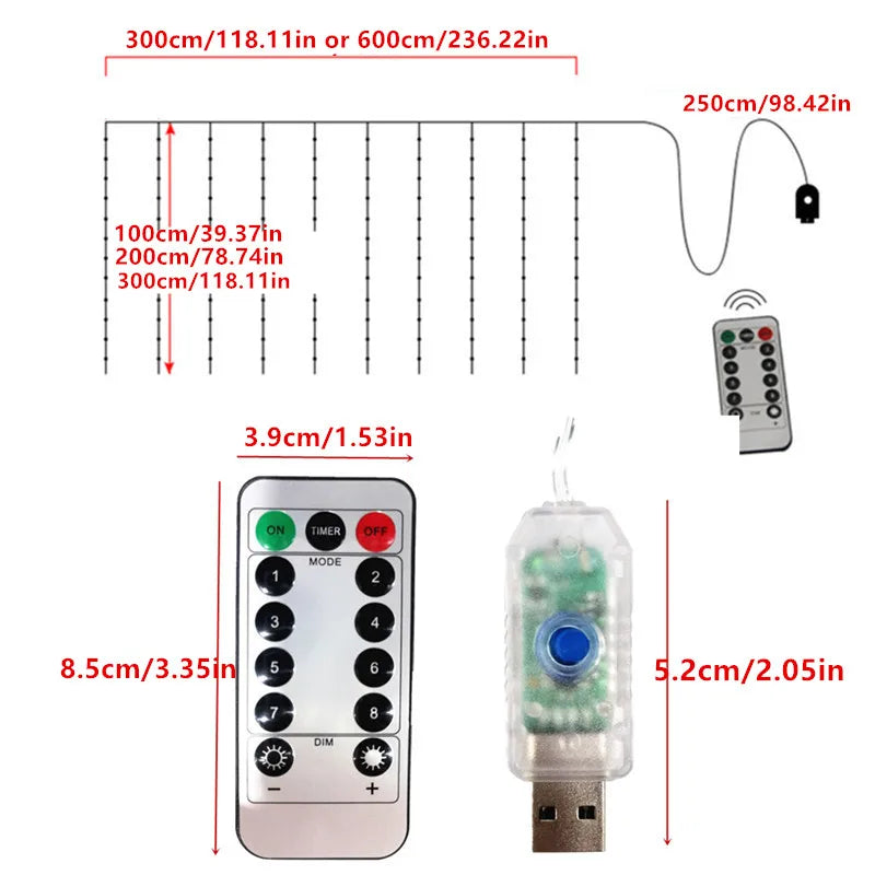 Festive USB Fairy Lights Curtain Set