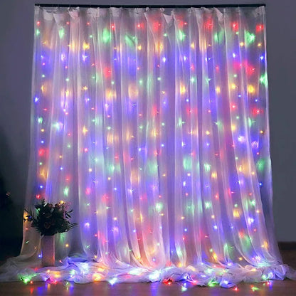 Festive USB Fairy Lights Curtain Set - Multicolor lights / 3x1m-100leds