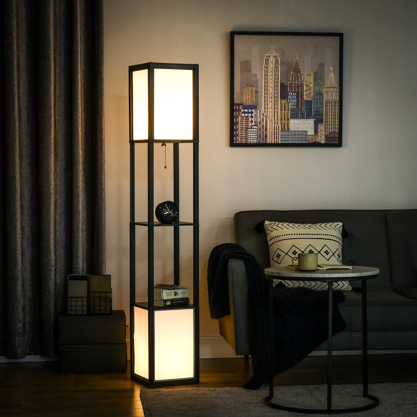 Modern Shelf Floor Lamp with Dual Ambient Light