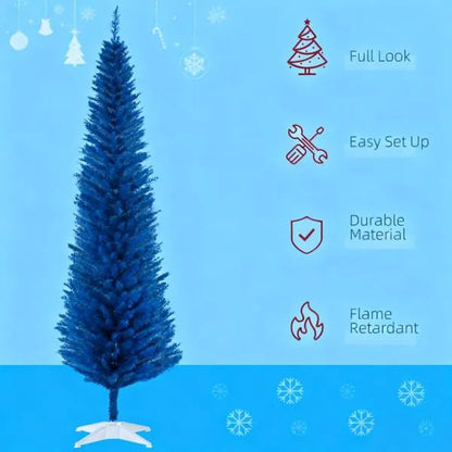 Pencil Christmas Tree,Decorated Christmas Tree With Realistic Branch Tips And Plastic Stand
