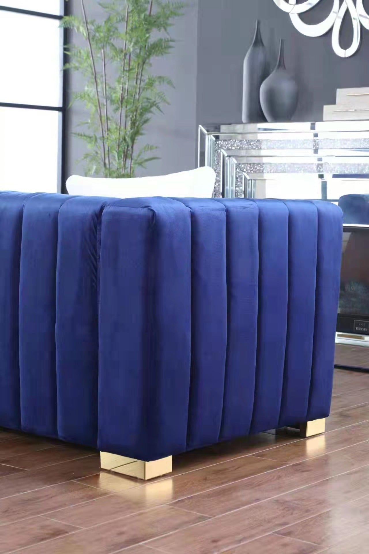 Navy Channel Chesterfield Sofa