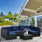 Blue Rattan Modular Sofa