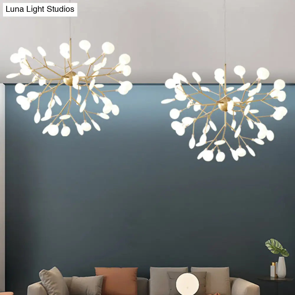 Firefly-inspired Chandelier with Frosted Acrylic Shade - Perfect for Modern Living Rooms