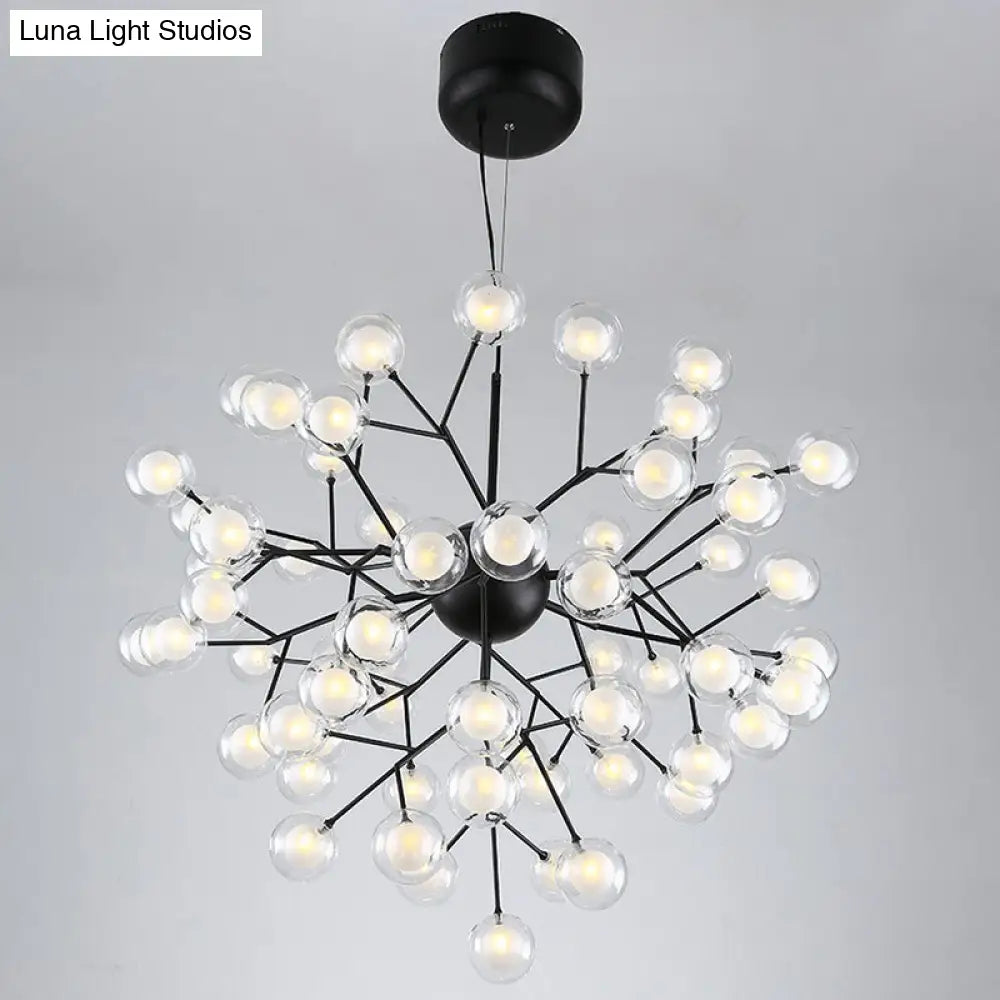 Firefly Pendant Light: Clear Ball Glass, Post-Modern Restaurant Chandelier
