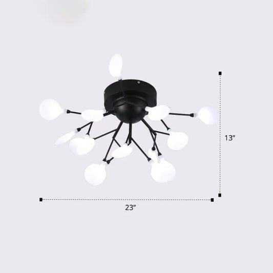 DecorBites™ DecorBites™ Firefly Semi Flush Ceiling Light - Minimalistic Acrylic Flush Mount for Bedroom - Black