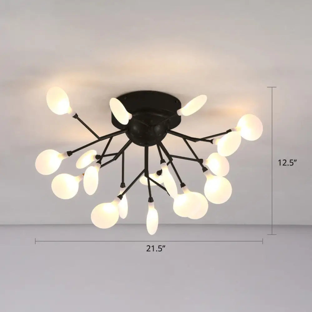 DecorBites™ DecorBites™ Firefly Semi Flush Ceiling Light - Minimalistic Acrylic Flush Mount for Bedroom - Black