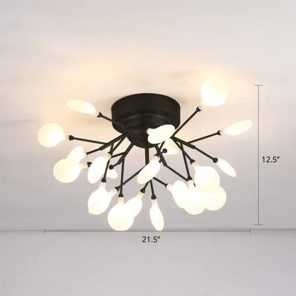 DecorBites™ DecorBites™ Firefly Semi Flush Ceiling Light - Minimalistic Acrylic Flush Mount for Bedroom - Black