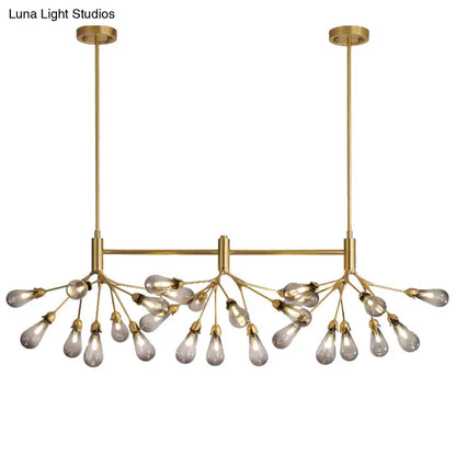 DecorBites™ Firefly Suspension Light - Brass Finish, Postmodern Island Fixture with 27 Glass Lights