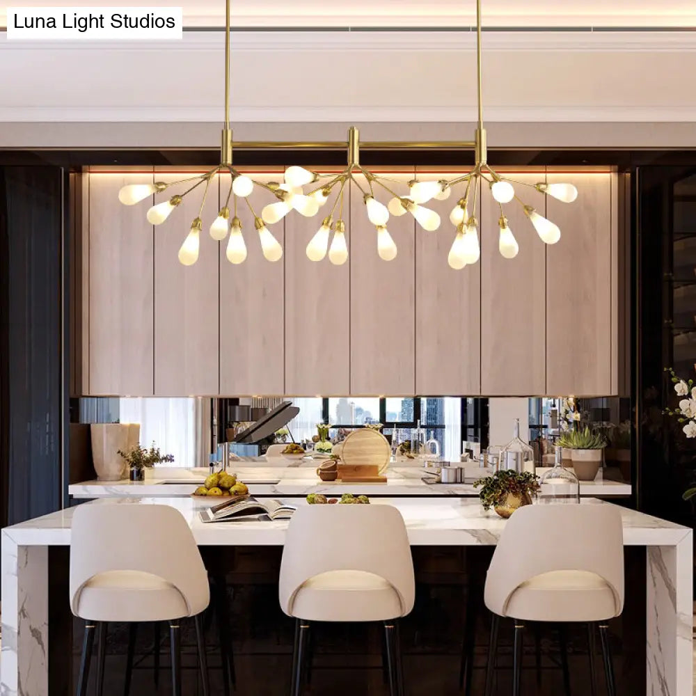 DecorBites™ Firefly Suspension Light - Brass Finish, Postmodern Island Fixture with 27 Glass Lights