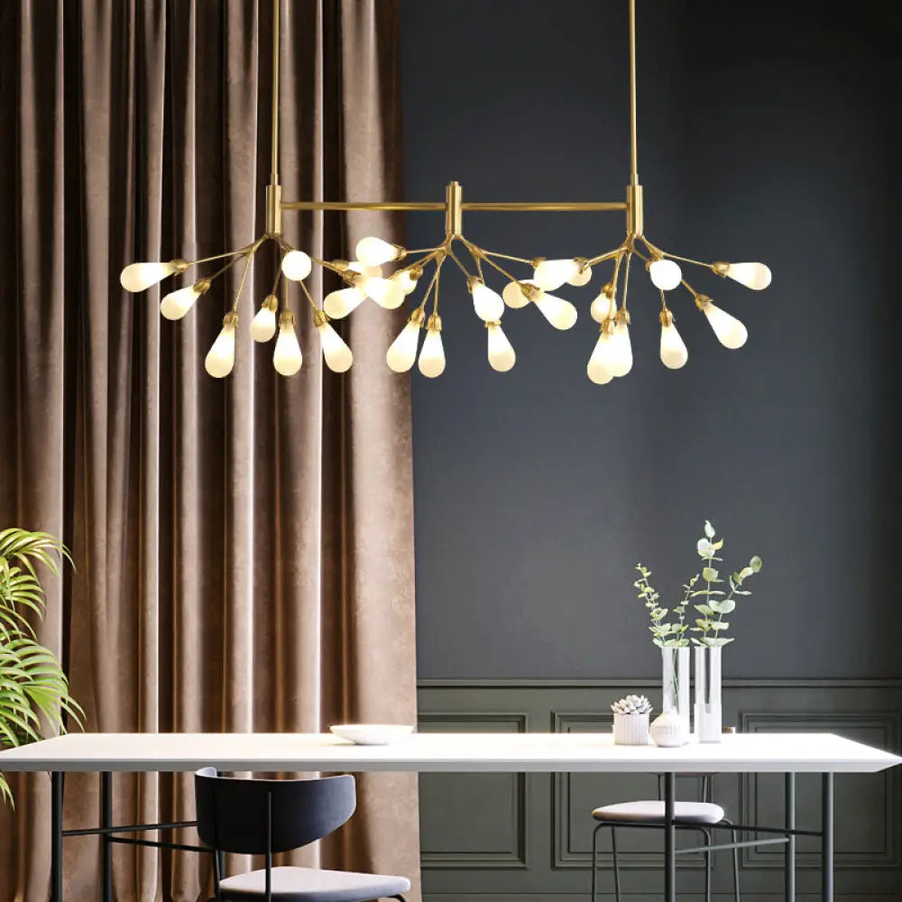 DecorBites™ Firefly Suspension Light - Brass Finish, Postmodern Island Fixture with 27 Glass Lights