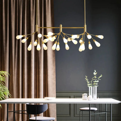 DecorBites™ Firefly Suspension Light - Brass Finish, Postmodern Island Fixture with 27 Glass Lights