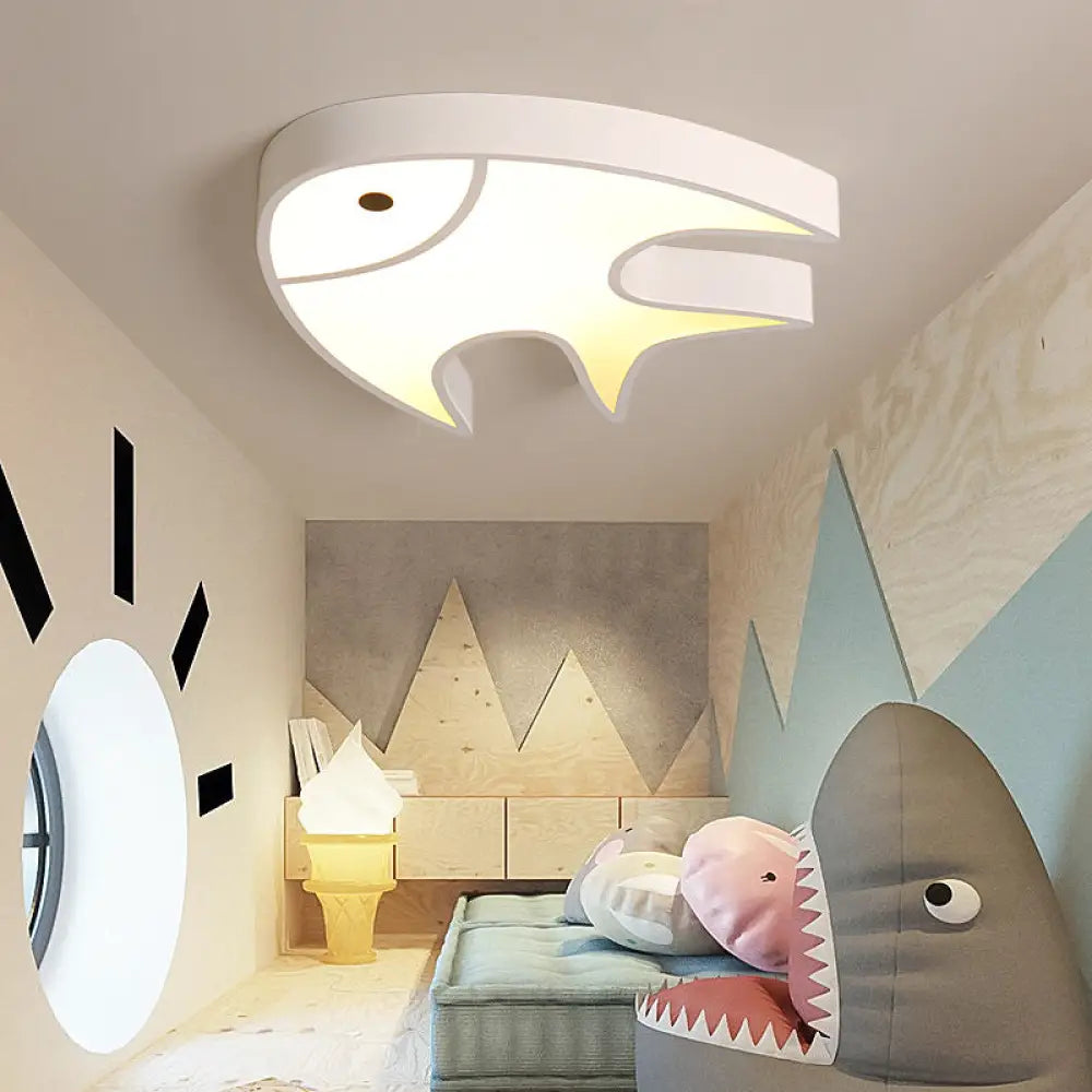 DecorBites™ DecorBites™ Fish Shaped Ceiling Light for Kids' Room - White Metal & Acrylic, Ideal for Kindergarten