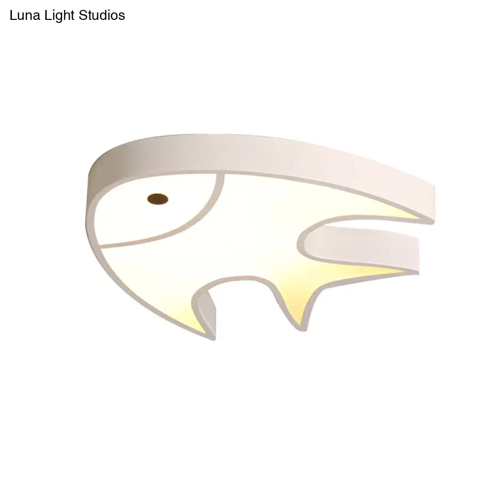 DecorBites™ DecorBites™ Fish Shaped Ceiling Light for Kids' Room - White Metal & Acrylic, Ideal for Kindergarten