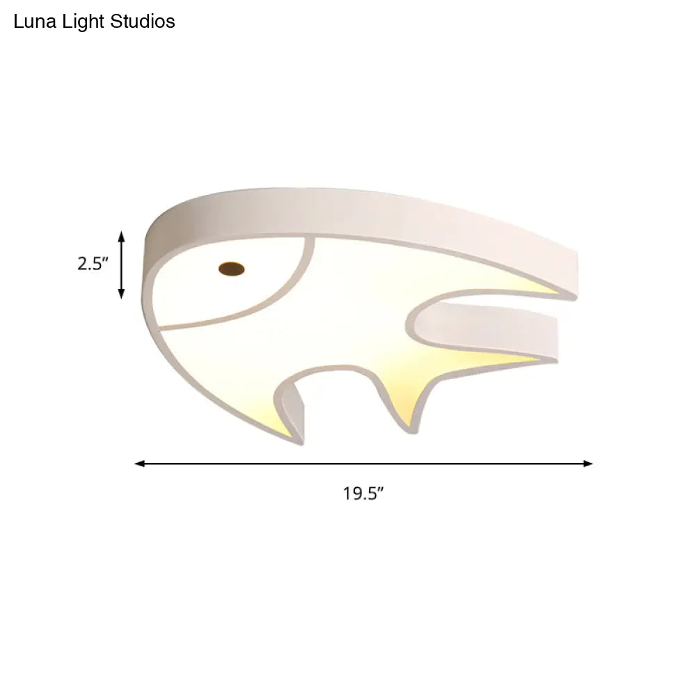 DecorBites™ DecorBites™ Fish Shaped Ceiling Light for Kids' Room - White Metal & Acrylic, Ideal for Kindergarten