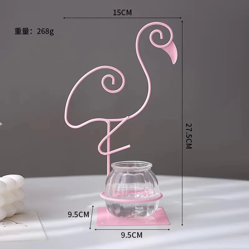 Flamingo Metal Vase for Home Decor - Red - Vase