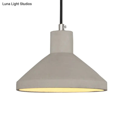 Flare Coffee House Pendant Lamp - Antiqued Cement - 1-Bulb Grey Hanging Light Kit