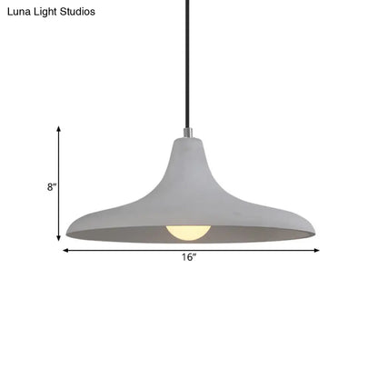 Flared Antiqued Cement Pendant Light Fixture in Grey