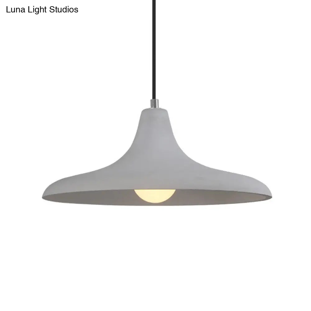 Flared Antiqued Cement Pendant Light Fixture in Grey