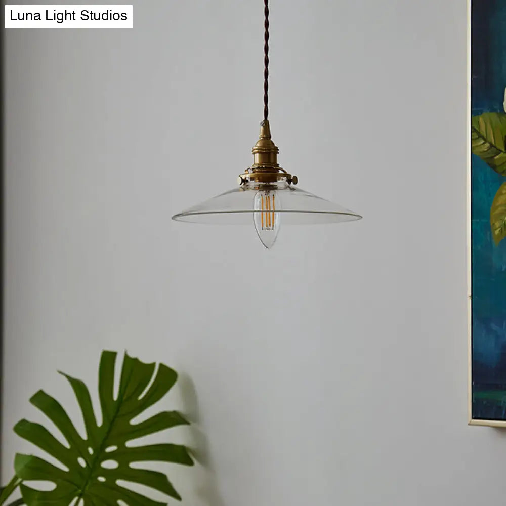 Flared Glass Pendant Ceiling Light for Dining Room - Industrial Single Hanging Design