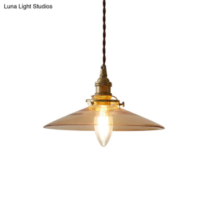 Flared Glass Pendant Ceiling Light for Dining Room - Industrial Single Hanging Design