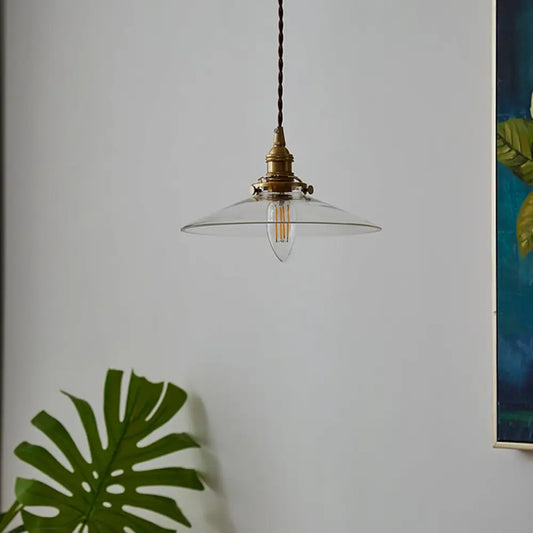 Flared Glass Pendant Ceiling Light for Dining Room - Industrial Single Hanging Design