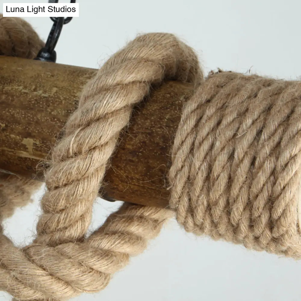 DecorBites™ Flaxen Retro Birdcage Island Ceiling Light with Hemp Rope - 3 Bulbs Suspension Lighting