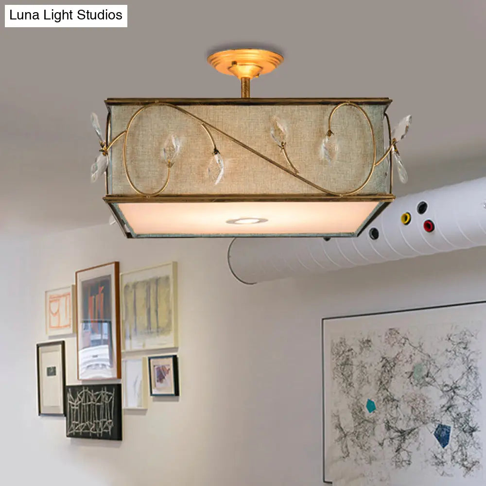 DecorBites™ Flaxen Rustic Fabric Semi Flush Mount Ceiling Light with 3 Lights