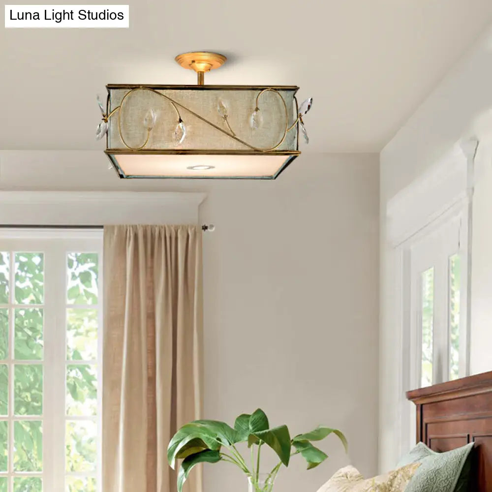 DecorBites™ Flaxen Rustic Fabric Semi Flush Mount Ceiling Light with 3 Lights